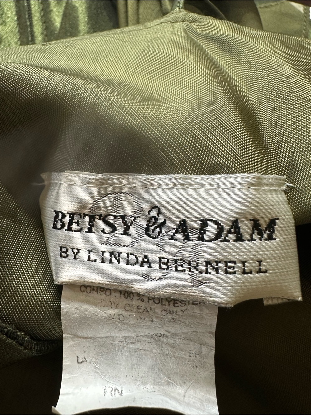 Betsy & Adam Olive Satin Cowl Slip Gown - Picture 4 of 5
